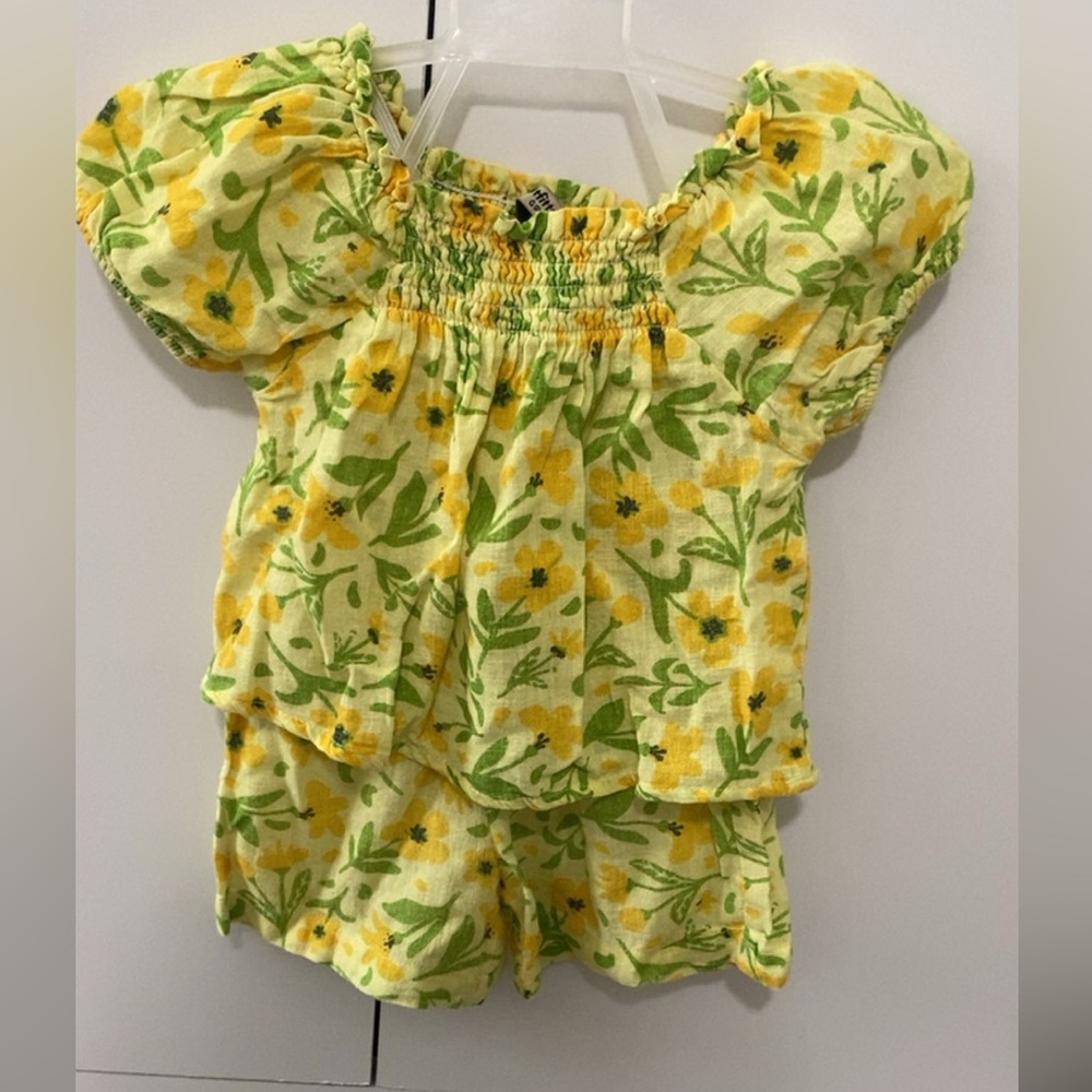 Floral Yellow and Green Baby Romper